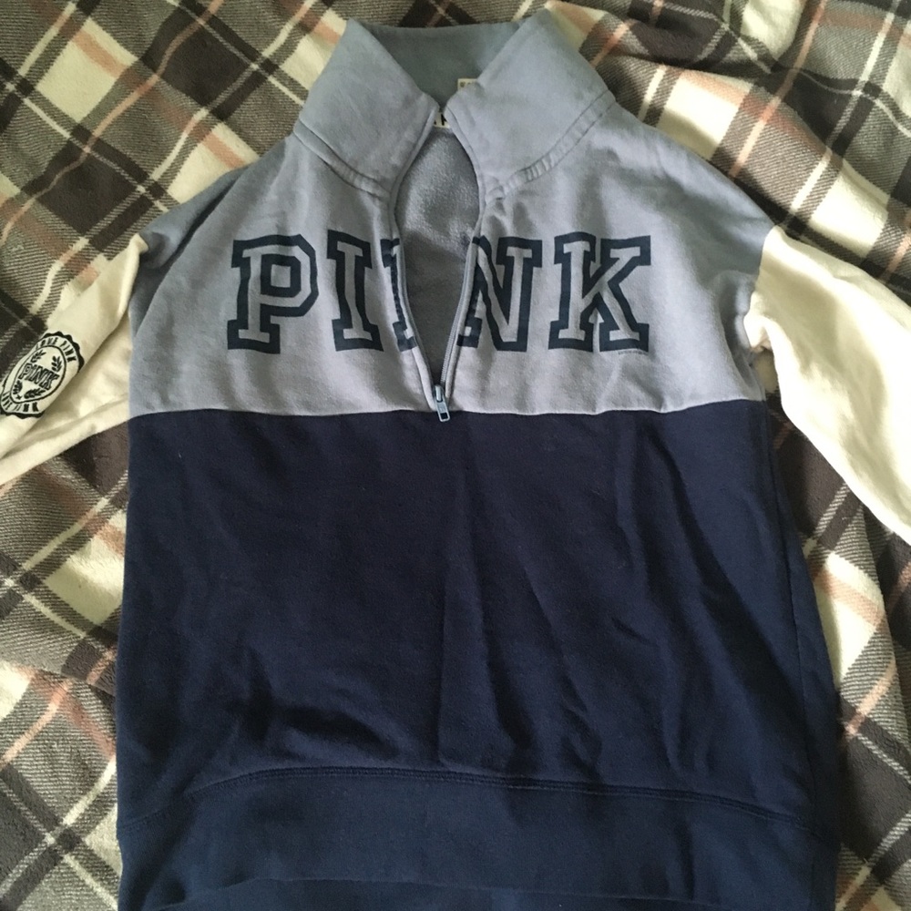 PINK Blue Partial Zip Sweater
